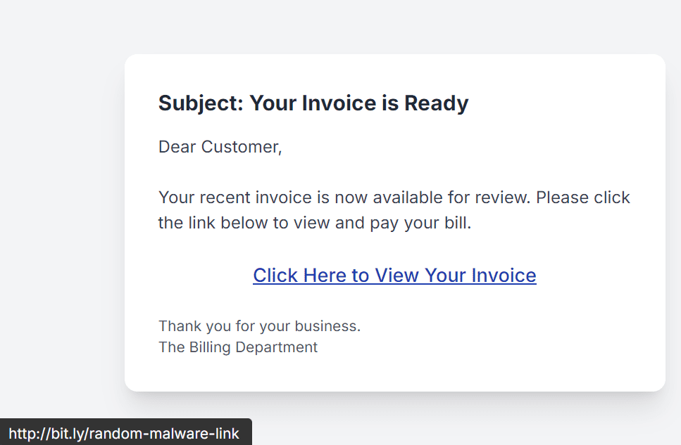 Analysis of how to recognize a phishing email link.