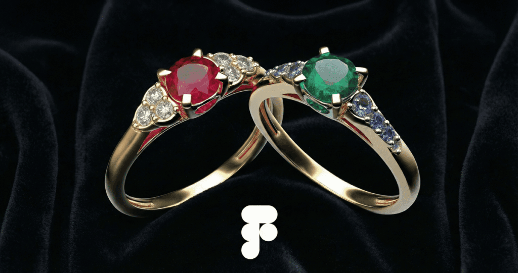 Hero section design for a luxury jewelry e-commerce store project showing high-fidelity product rendering.